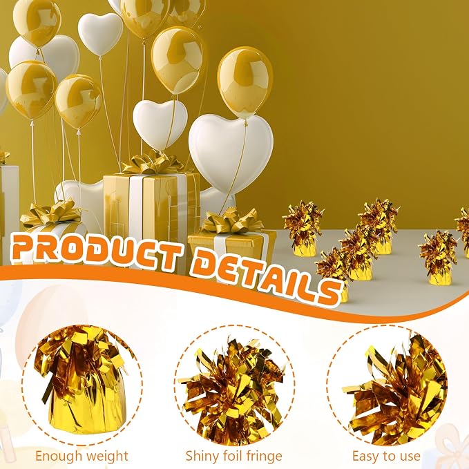 16 Pack Gold Balloon Weights Metallic Holder Anchors Balloon Holder Weights - Image 3