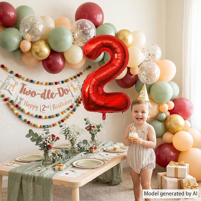 Red Number 2 Balloon 40 Inch, Foil Numeral - Image 2