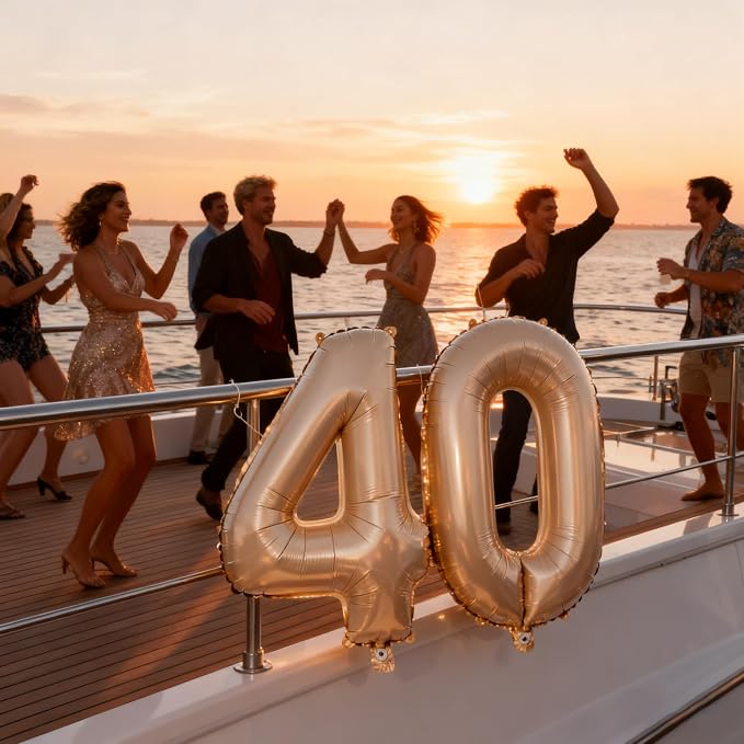 Beige Number 40 Balloons 40 Inch Giant Beige 40 Foil Mylar Balloons - Image 6