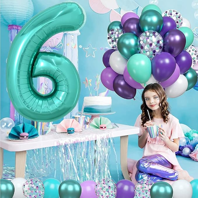 TONIFUL 40 Inch Large Teal Blue Number Balloons, Giant Jumbo Helium Foil Mylar - Image 5