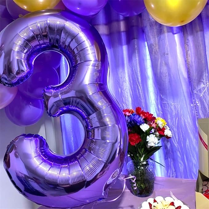 Purple Number 30 Balloons, 40 Inch Purple Mylar Foil Number 3 & 0 Balloons - Image 4