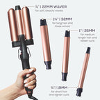 Sutra 4-in-1 Hair Curling Iron Set with Tourmaline Infused Ceramic Barrels - Professional Curling Wand Tool for Women with Clipless Curlers & Triple Barrel Waver - Styling Products for All Hair Types