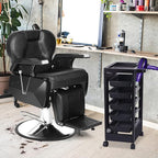 Paddie Black Salon Trolley Cart with Wheels/5 Drawers/Dryer Holder/Tint Bowl Slot for Hair Stylist, Beauty Equipment
