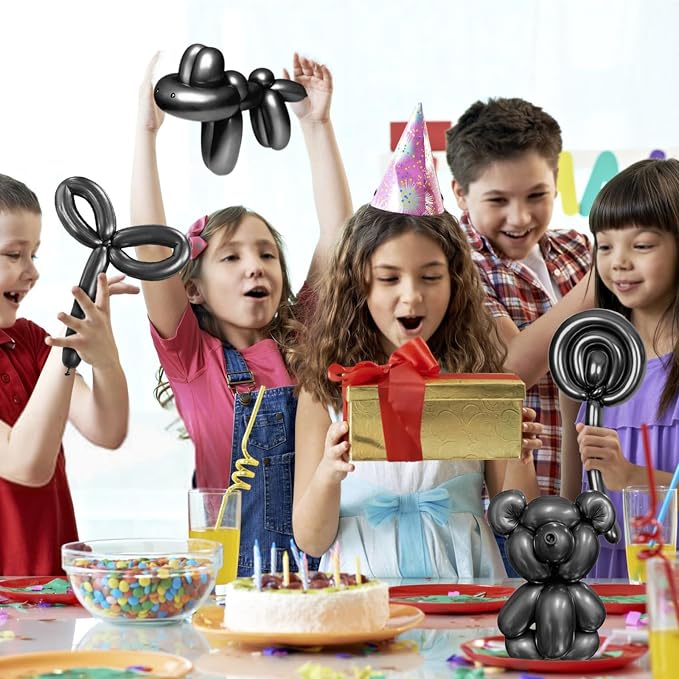 260 Metallic Black Long Balloons - Image 6
