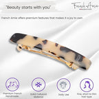 French Amie Small 2 1/4 inch Celluloid Handmade Hair Barrette No Slip Grip Durable Styling Women Hair Accessories Hair Clip for Girls, Made in France(White Tokyo)