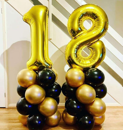 Gold 18 Number Balloons, 40 Inch Giant Number 18 Balloons Foil Mylar Helium - Image 4