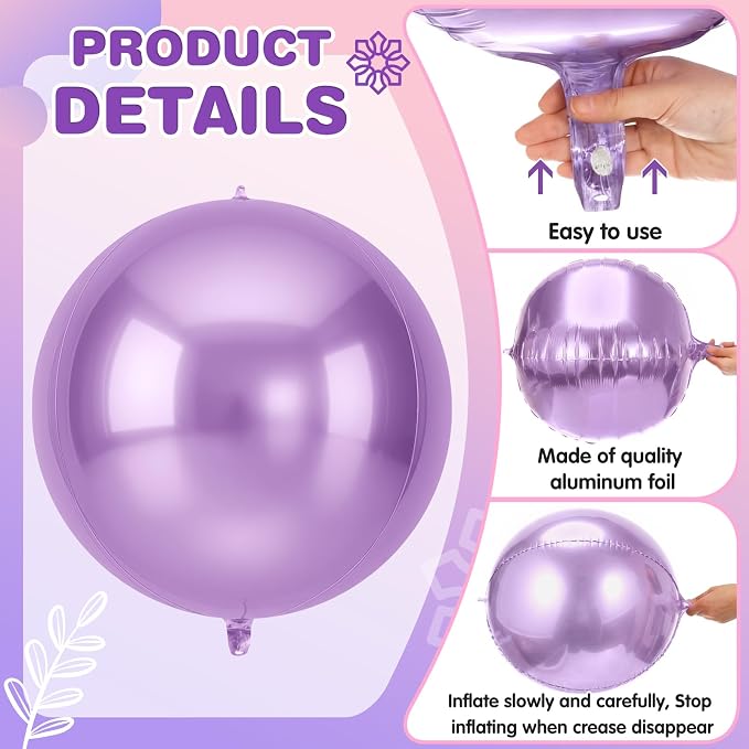 Jenaai 30 Set Round Foil Balloons Bulk 22 Inch 4d Metallic Giant Balloons Set - Image 3