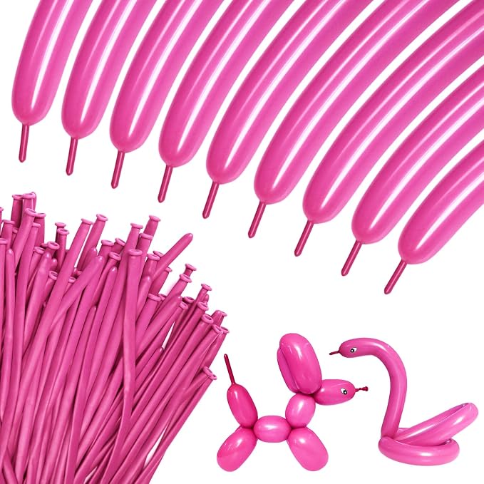 100Pcs Hot Pink 260 balloons, Thickening Latex Rose Red 260q Balloons by KUULBELAballoons