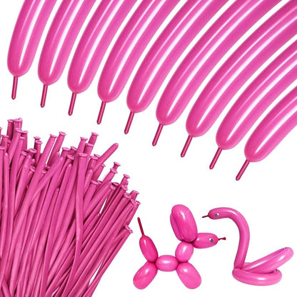 100Pcs Hot Pink 260 balloons, Thickening Latex Rose Red 260q Balloons by KUULBELAballoons