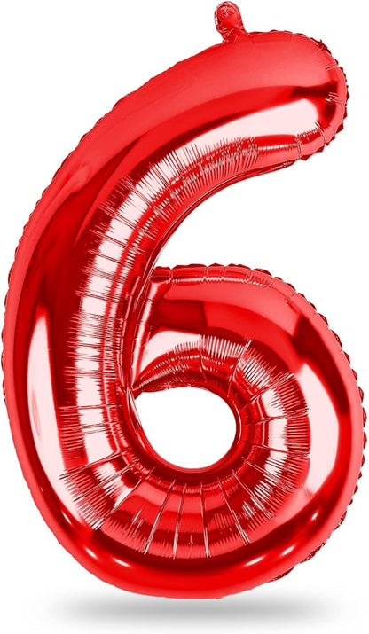 40 Inch Red Large Numbers Balloons 6, Self Inflating Digit 6 Helium Balloons by Lingqiang