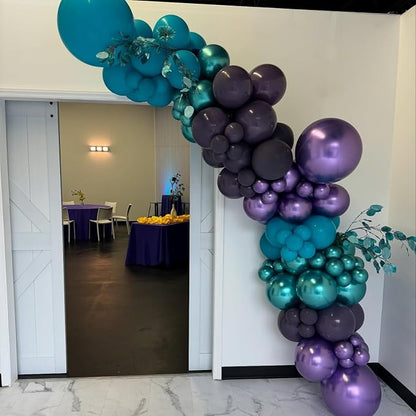 Black Purple Teal Blue Balloons, 12 Inch Metallic Blue Purple Teal Blue - Image 5