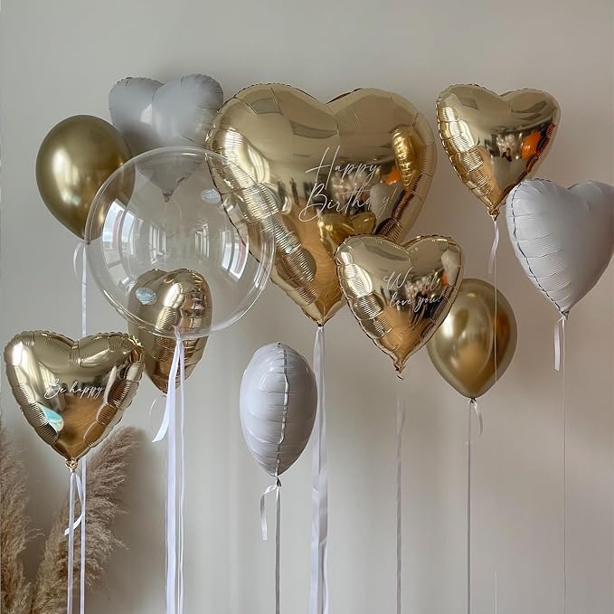 Champagne Gold Heart Balloons, 18Inch Helium Polyester Film Balloon - Image 3