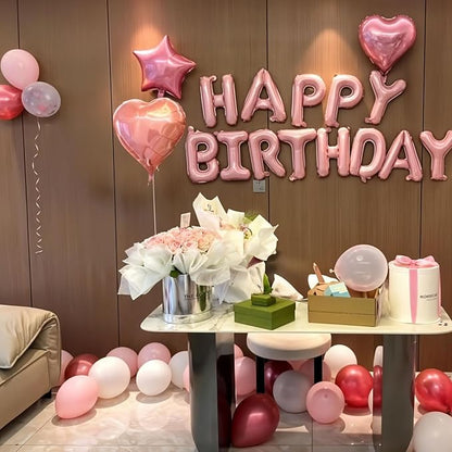 Happy Birthday Balloon Banner, 16 Inch Light Pink Mylar Foil Letter Balloons - Image 7