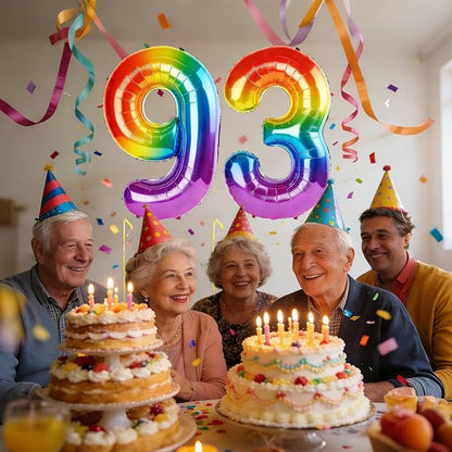 40 Inch Number 93 Balloons for 93rd Birthday Party Decorations, 0-100 Rainbow - Image 2