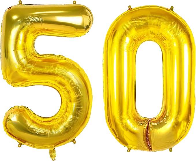 Number 50 Balloons for 50th Birthday Party Decorations, 0-100 Large No.50 by Joycard