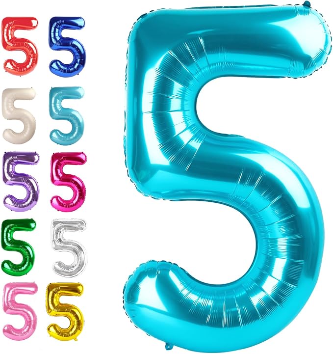 Blue Number 5 Balloon 40 inch, Balloon numbers party supplies, deco photo shoot by Upgesy