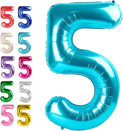 Blue Number 5 Balloon 40 inch, Balloon numbers party supplies, deco photo shoot by Upgesy