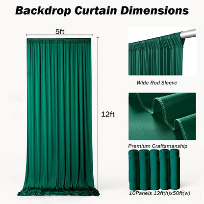 50ft×12ft Forest Green Backdrop Curtains - Image 5