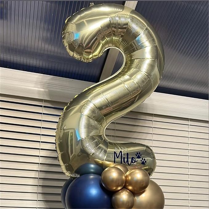 40'' Champagne Gold Number 7 Balloon, Self Inflating Foil Number Balloons Set - Image 4