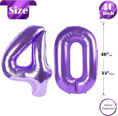 Purple Number 40 Balloon 40 Inch, 40th Birthday Decorations Men Women | Foil - Image 5