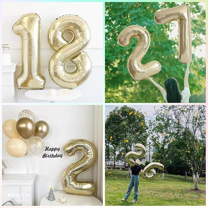Light Gold 13 Number Balloons 40 Inch White Gold Giant 31 Foil Mylar Helium | - Image 3