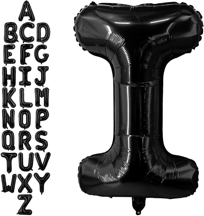 40 Inch Black Letter I Balloons, DIY Phrase Foil Alphabet Letter I Balloons DIY by LHOAVWE