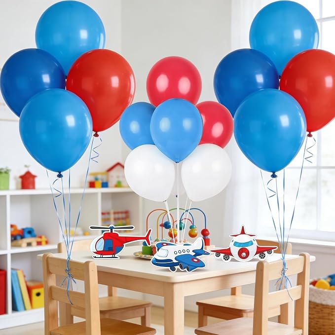 12 PCS Airplane Birthday Party Decorations Airplane Balloons Stand Kit 3D - Image 8