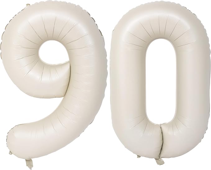 40 In Cream white Number Balloons Helium Foil Mylar Balloon Digital 90 | by Exquisitehighqualitypartydecorationstomeetyoureveryneed%EF%BC%81