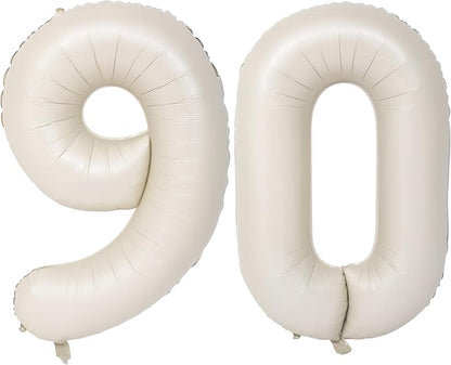 40 In Cream white Number Balloons Helium Foil Mylar Balloon Digital 90 | by Exquisitehighqualitypartydecorationstomeetyoureveryneed%EF%BC%81