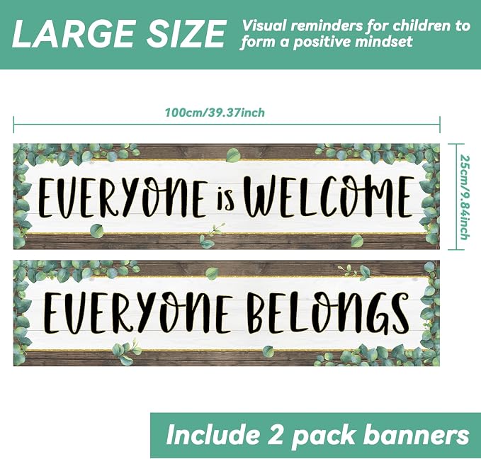 2 Pack Eucalyptus Classroom Decorations Welcome Back to School Banner Bulletin - Image 2