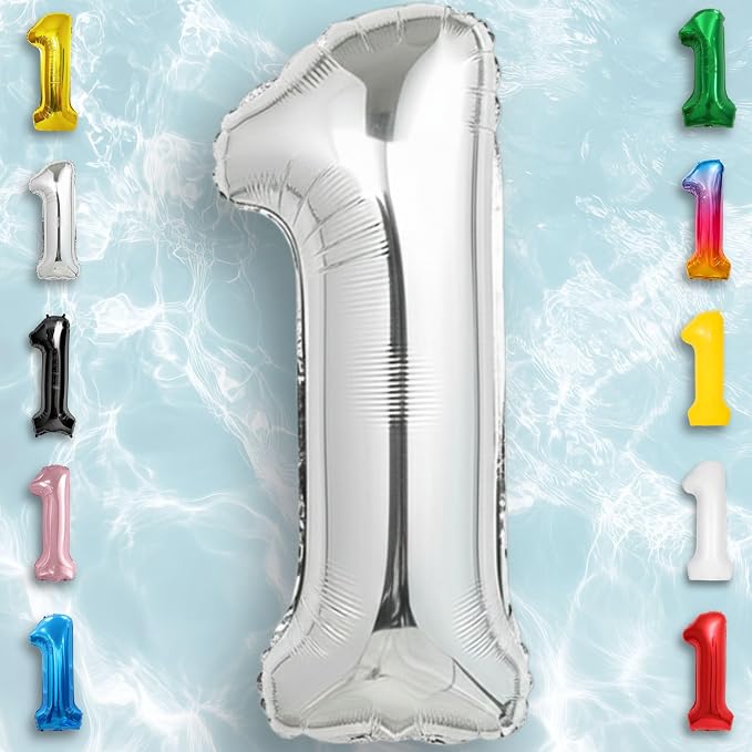 Silver Number Balloon 1 Mylar Foil Balloons 16 inch Small - Image 6