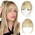 Clip in Bangs, Synthetic Wispy Bangs Hair Clip, Ash Blonde Fake Bangs Fringe with Temples Hairpieces for Women Natural Curved Hair Extensions for Daily Wear