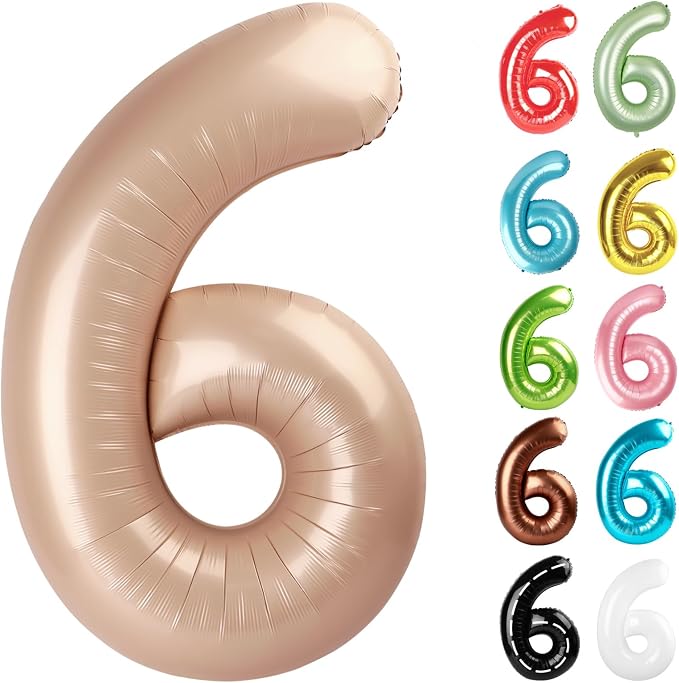 Light Brown Number 6 Balloon 40 Inch by IWERP