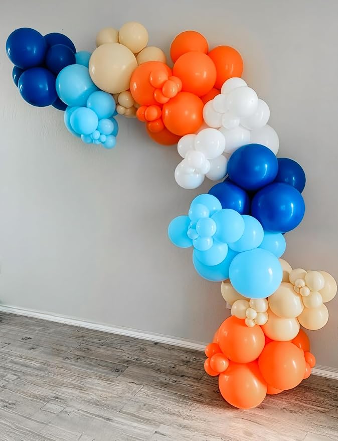 Blue and Orange Balloons, Light Blue Nude Latex Balloon - Image 7