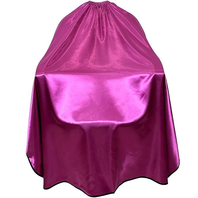 Salon Styling Capes for Clients, Hair Dye Cutting Capes with Elastic Hooks, Waterproof Light Weight Satin Sheen Styling Cape Barber Gown for Stylist, 63”*56”(Purple)