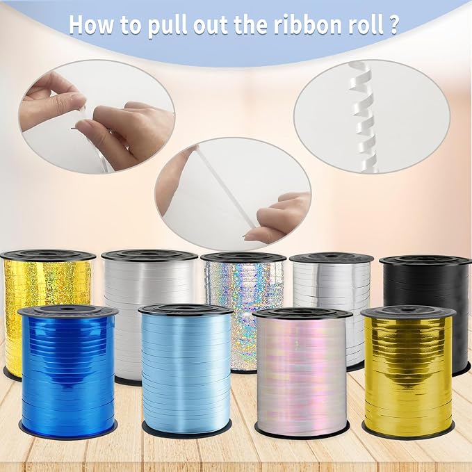 500 Yard Bright Blue Balloon String, 1/5" Ribbon Curling - Image 4