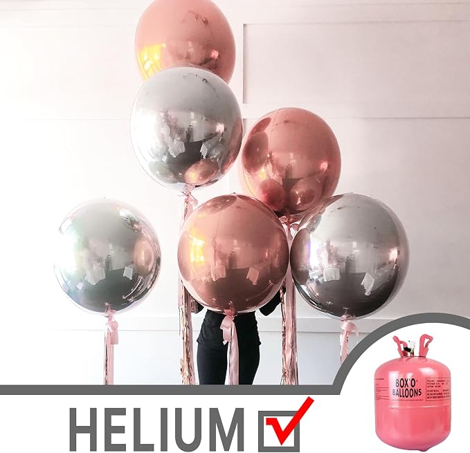 PartyWoo Metallic Silver Large Round Giant Foil 4D Balloons 6pcs 22 Inch | 22 - Image 3