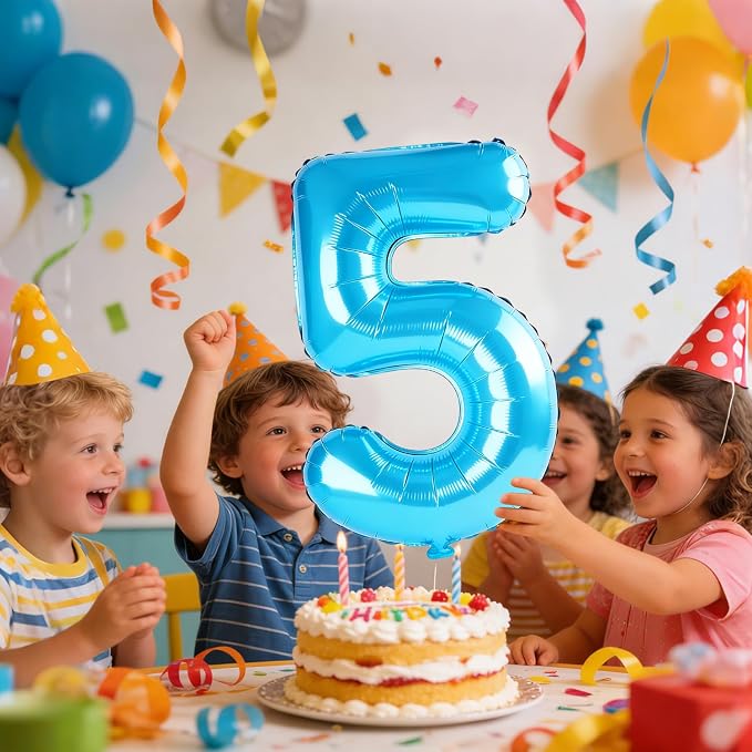 40 Inch Number 5 Balloons for 5th Birthday Party Decorations, 0-100 Jewelry - Image 2