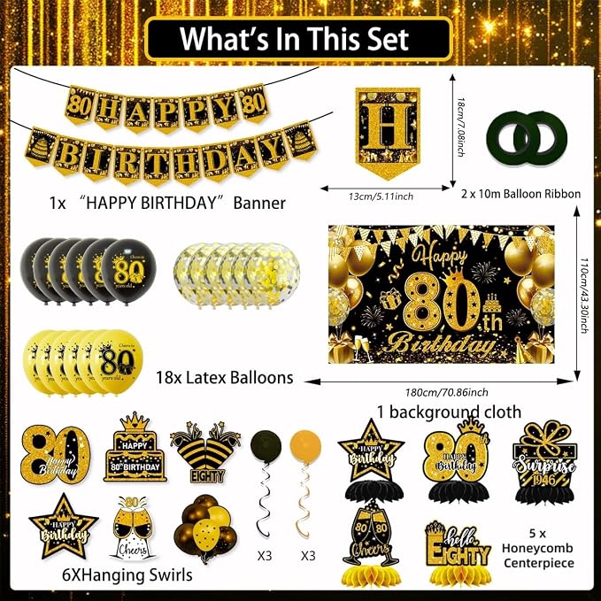 Mxdfafa 39Pcs 80th Birthday Decoration Kit - Image 3
