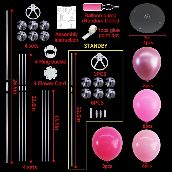 TONIFUL 4 Set Metallic Pink Balloon Stand Balloon Centerpiece - Image 3