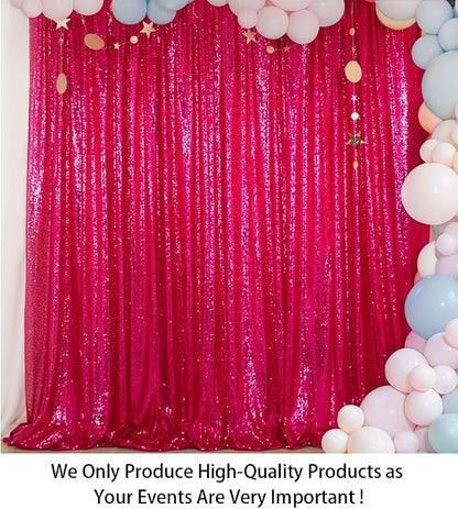 ShinyBeauty 5FTx7FT Sequin Backdrop Curtain Sparkly Fuchsia Photo Backdrops - Image 2
