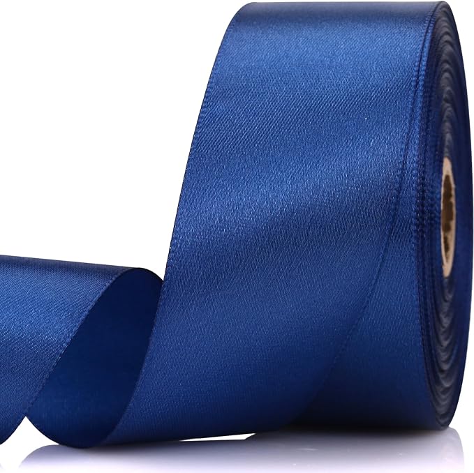 1-1/2 Inch 30 Yards Deep Blue Solid Satin Ribbon by Unknown
