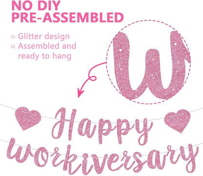 Pink Glitter Happy Workiversary Banner - Image 2