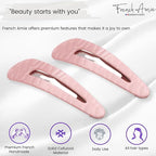 French Amie Clic Clac Large Handmade Celluloid Acetate Set of 2 Snap Hair Clips No Slip Side Slide-in Barrette for Women and Girls (Pearl Pink)