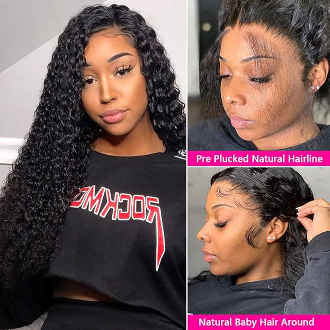 bangjazz Water Wave Lace Front Wigs Human Hair Brazilian 180% Density Virgin Hair Wear and Go Glueless Wig 4X4 Lace Closure Wigs for Black Women Pre Plucked with Baby Hair Natural Color 26 Inch