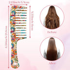 Wide Tooth Comb,Effortless Tangle Removal for Curly, Wet, Long Hair Wet,Cute Aesthetic Design for Women Men and Girls (Orange-16)