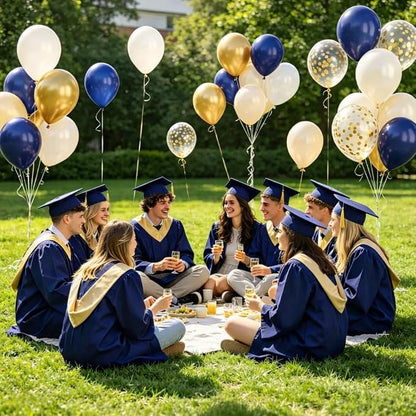 Navy Blue and Gold Balloons, Fathers Day Balloons 50pcs Navy Blue Double - Image 8