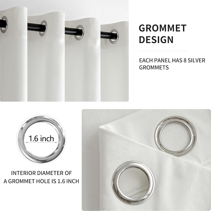 MIULEE Velvet Curtains Pure White 52 x 108 Inch Length Set of 2 | Extra Long - Image 2