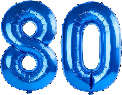 40 Inch Number 80 Balloons for 80th Birthday Party Decorations, 0-100 Dark Blue by FOBELEC