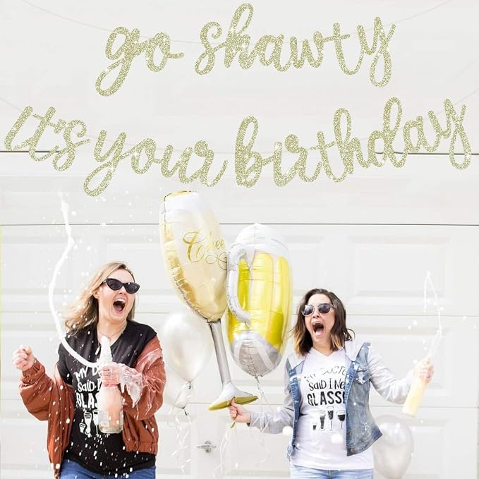 BEISHIDA Light Gold Go Shawty It's Your Birthday Banner - Image 5